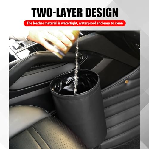 Image of 1 PC Car Trash Can, Mini Hanging Storage Bucket, Compression Folding Waterproof Storage Box, Creative Car Storage Bag, Universal for Most Cars (Black), LEELAD2201BL-1PC