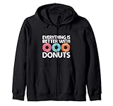 funny doughnut donut lover - everything is better with donut felpa con cappuccio