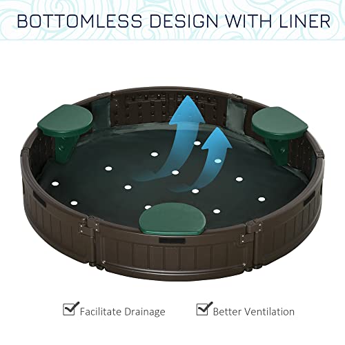 image for Outsunny Kids Outdoor Sandbox with Cover Garden Bed, Easy Assembly Chi