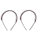 Uxcell 2 Piece Metal Teeth Lady Hair Hoop or Headband Ornament, Burgundy/Black, 0.06 Pound
