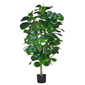 VECELO Artificial Fiddle Leaf Fig Tree 6FT(71in), Tall Fake Floor Plants with 150 Large Realistic Leaves in Plastic Pot for Indoor Outdoor Living Room Home Decor