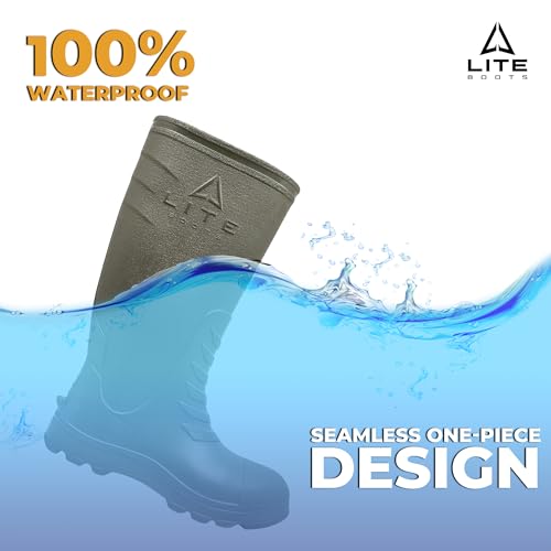 16” Classic, Waterproof Boots for Men, Insulated, Lightweight, Hunting, Fishing, Wading, Mud, Garden, Rain, Chore Boot, Introducing The Lightest 16" Waterproof Boot Ever Made!2