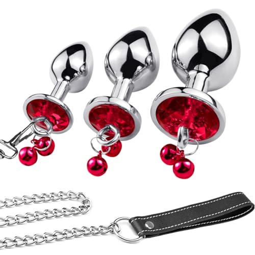 Anal Plug Set mit Metallkette-Small,Medium,Large, Metal Butt Plug mit Glocke und Kristall Herzförmiger Diamant für Frauen Männer Player (Rot) Anal Plug Set mit Metallkette-Small,Medium,Large, Metal Butt Plug mit Glocke und Kristall Herzförmiger Diamant für Frauen Männer Player (Rot)