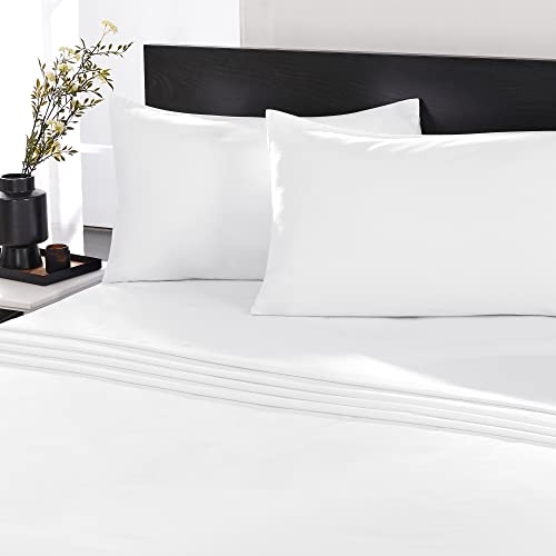 Deconovo Queen Sheet Set Bed Sheets White Microfiber 16" Deep Pocket 1800 Thread Count Luxury Comfort Bedding Silky Soft Touch 4 Pieces Pillowcases Flat Sheet & Fitted Sheet #TOP1