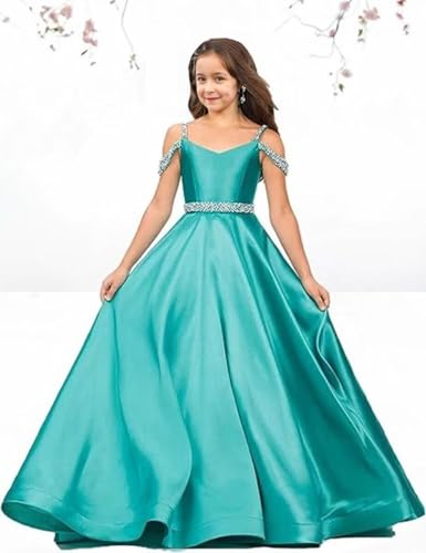 Satin Flower Girl Dresses for Wedding Spaghetti Strap Princess Pageant Dresses Floor Length Ball Gowns for Girls3