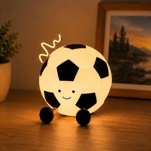 Image of Football Silicone Night Light for Kids & Babies | Rechargeable LED Bedside Lamp with Touch Control | Cute Bedroom Decor Lamp for Study Table & Home (NL038)