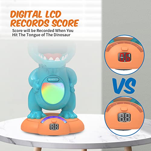 Image of EagleStone Movable Dinosaur Shooting Toys for Boys with 2 Air Pump Guns | Electronic Target Practice with LCD Score Tracker, Sound Effects, 48 Foam Balls, BIrthday Gift for Kids 6 7 8 9 Indoor Play