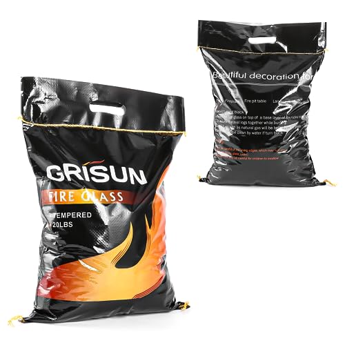 image for GRISUN Golden Amber Fire Glass for Fire Pit - 1/2 Inch 20 Pounds Tempe