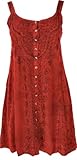 GURU-SHOP, Mini Vestido Indio Bordado Boho Chic, Túnica Hippie, Arena, Sintético, Tamaño:40, Vestidos Cortos