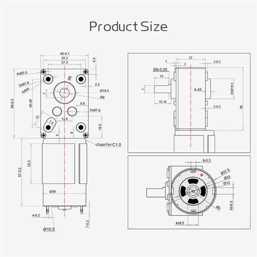 Motor reductor de tornillo sin fin reversible de 12V a 24V con regulación de velocidad 2