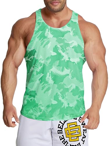 Agilelin Camiseta de Tirantes Hombre,Camisetas Sin Mangas Deportivas,de Malla, de Secado Rápido(green/2XL)