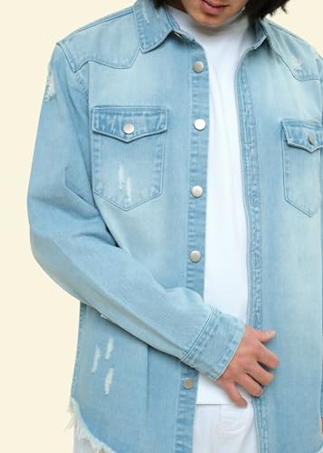 Image of VICTORIOUS Men's Distressed Denim Jacket