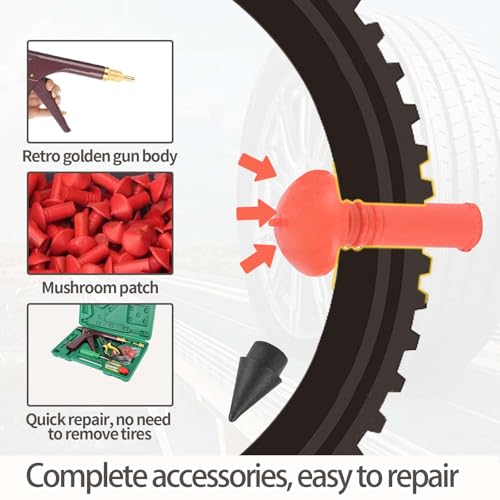 Image of Motorcycle tire Repair kit, tire Repair Mushroom Plug Universal Tire Repair Tools to Fix Punctures and Plug Flats Patch Kit for car Motorcycle, ARB，ATV, Tractor, Trailer
