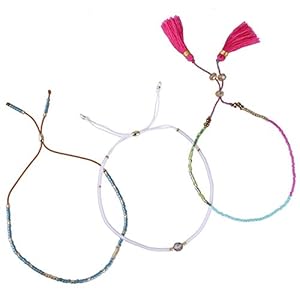 KELITCH Ensemble De Bracelets Charme pour Femme Bracelet D&rsquo;amitié Boho Perles De Rocaille Bracelet 3 pièces