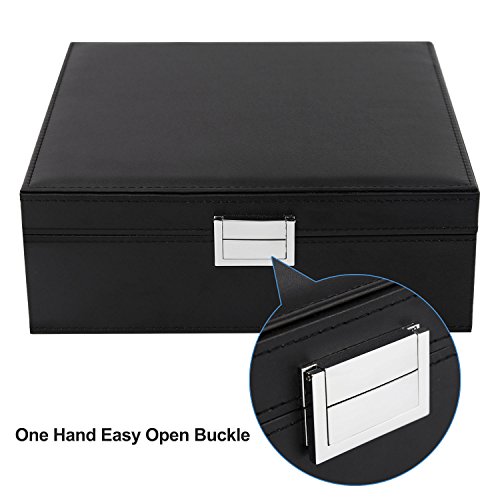 Bewishome 43551-110594 Ring Organizer And Earring Box Holder - 11 Ring Slots, 25 Earring Compartments, Large Mirror, 2 Layers Jewelry Box Tray Cufflinks Storage thumb #3