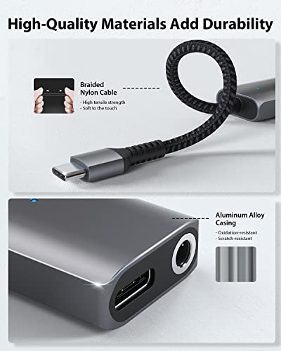 USB C to 3.5mm Jack and Charger Adapter,Stouchi USB Type C to Headphone Audio Adapter,USB C Aux,Hi-Res DAC,30W Fast Charging Compatibl wit i-Phone17/16 Pro/Max Galaxy S25/S24,iPad Air/Pro/Mini,Pixel 7 - Image 3