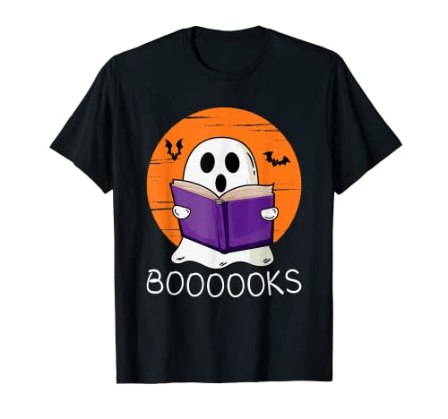 Funny Halloween Ghost Reading Books Librarian Halloween Camiseta