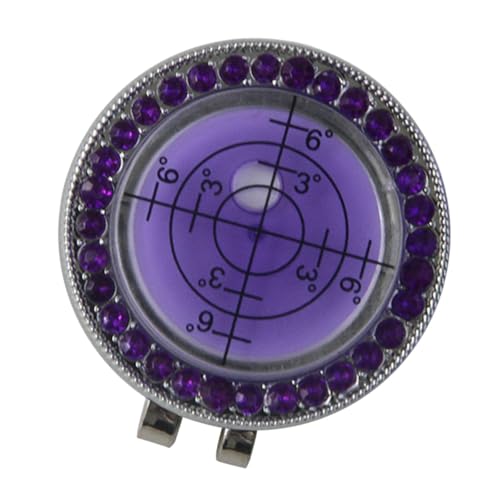 ゴルフボールマーカー パッティンググリーンリーディングエイド バブルレベル付き 円形 軽量コンパクト 亜鉛合金製 ゴルフ練習用 (紫)