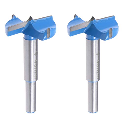sourcing map Forstner Drill Bits 40mm, Tungsten Carbide Wood Hole Saw Auger Opener Woodworking Hinge Hole Drilling Boring Bit Cutter 2Pcs (Blue, Gray)