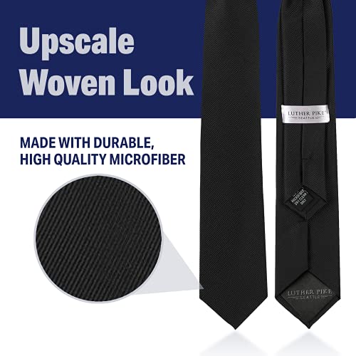 Luther Pike Seattle 8525843957 Handmade Clip On Ties For Boys Woven Black Ties: thumb #2