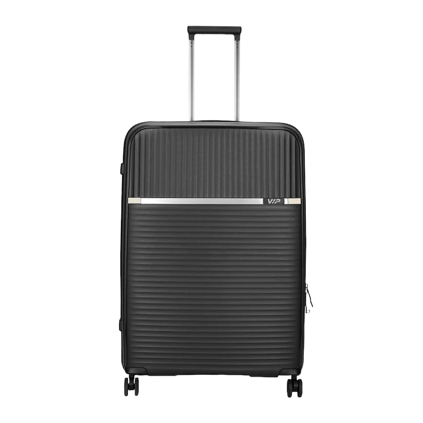Image of VIP Lightweight Polypropelyne 8 Wheels Multistage Trolley,TSA Lock,Waterproof Reverse Zipper,Elegent Pinstripe Design Luggage Bag with 5 Years International Warranty (Black, Large)