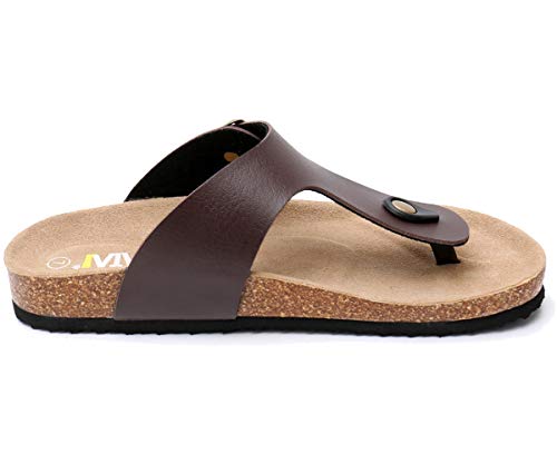 Image of WTW Men's Cork Footbed Sandals Slip on Beach Slide Slipper Shoes with Adjustable Metal Buckle Strap for Men Causal Style