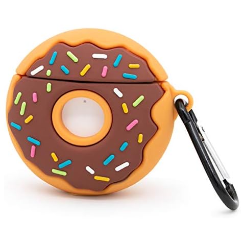 YONOCOSTA Cute Airpods Case, Airpods 2 Case, Doughnut Cool Funny 3D Food Shaped Full Protection Shockproof Soft Silicone Charging Case Cover Skin with Keychain for Airpods 1&2 Cover
