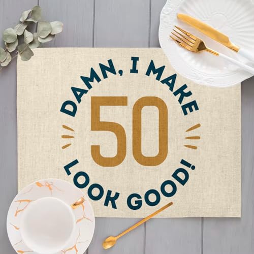 Set de table en lin de 40 x 28,5 cm chic pour célébrer 50 ans - 4
