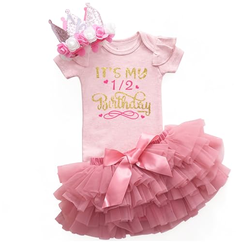 It's my half birthday 6 months birthday outfit sweet Baby Girl 1/2 halfway to one