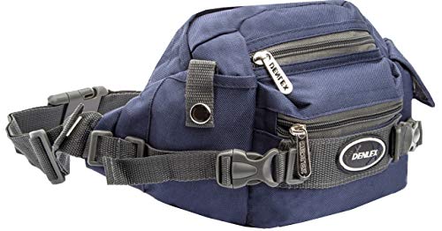 Pochete Bolsa Azul Masculina Cintura Fecho Rápido Impermeável Grande Várias Divisórias Multiuso Moto