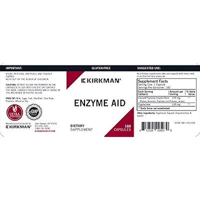 Kirkman Enzyme-Aid Dietary Supplement 180 Capsules