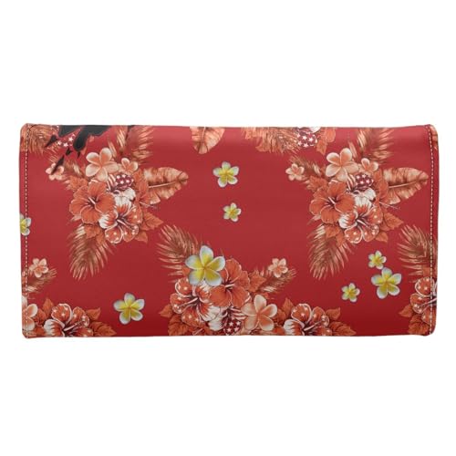 Image of AFPANQZ Tropical Flower Eagle Women's Wallet Large Capacity Fashion Ladies Card Phone Holder RFID Blocking Wristlet Leather for Lady
