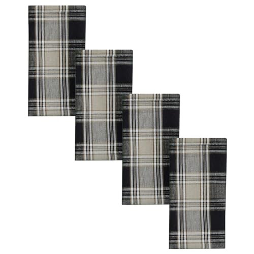 Set de 4 servilletas cuadradas gris de algodón miniatura 1