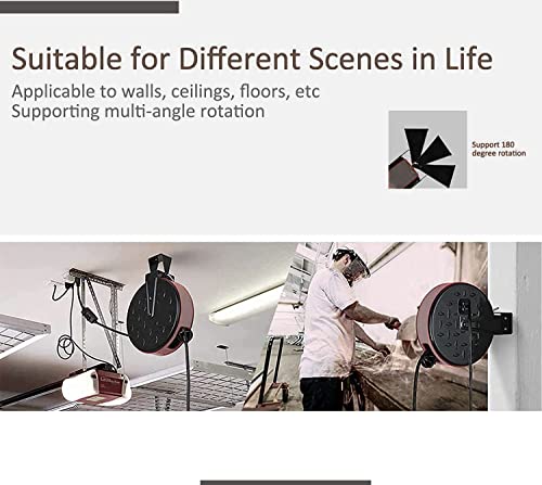 Greatide 30 Ft Retractable Extension Cord Reel, 16/3 Sjtw Power Cord With 3 Electrical Outlets And 10 Amp Circuit Breaker, Ceiling Or Wall Mount, Metal Plate, Ul Listed, Grey #TOP4