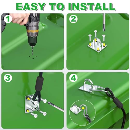 Image of 4 Pcs Metal Trash Can Lid Lock with Accessories, 23.6 inch Wire Rope Black Garbage Can Lock, Outdoor Trash Can Lock for Animals and Litter Prevention