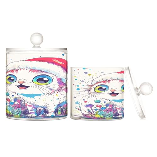 sanluoli Chic Ragdoll Cat - Organizer per alimenti in plastica trasparente con coperchio, accessori per ufficio, contenitori decorativi per tamponi di cotone, bastoncini di cotone, bastoncini di