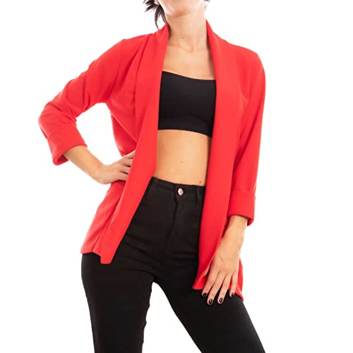 Toocool Blazer Mujer Chaqueta Elegante Casual Basic Monopecho Primavera VI-80021 [Talla única, Rojo]