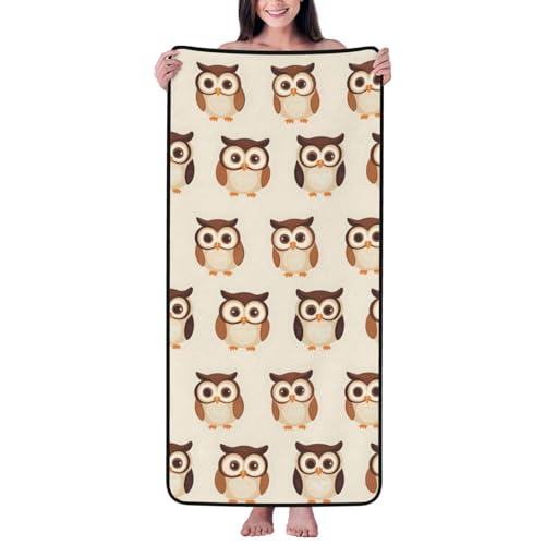 GVYGVY Cotton Bath Towels for Bathroom - Cute Owl Print Microfiber Towels for Body Bath Sheets, Quic