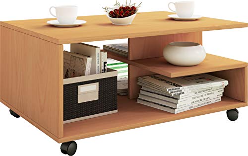 VCM Stango L Table basse en bois à roulettes Dimensions : env. 41 x 80 x 50 cm