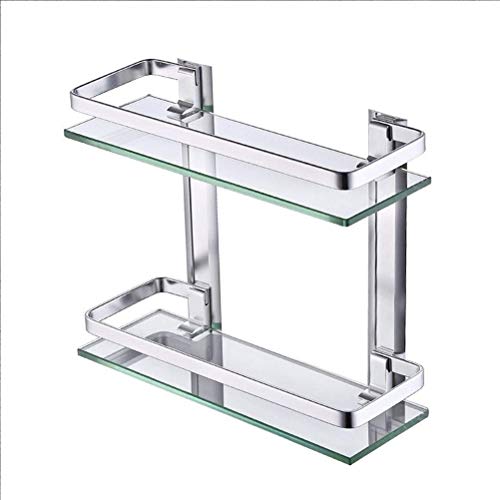 Zwj Glass Shelf Bathroom Frosted Brushed Nickel with Rail Wall Mounted Shelf, 13 Inch 2-Tiers Stainless Steel xindekaishi79 Zwj Glass Shelf Bathroom Frosted Brushed Nickel with Rail Wall Mounted Shelf, 13 Inch 2-Tiers Stainless Steel xindekaishi79