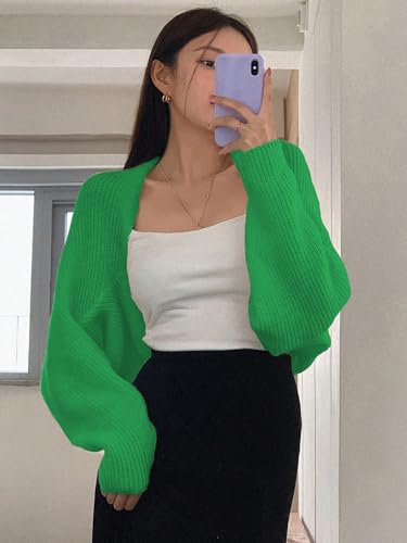 Image of SweatyRocks Women's Open Front Cropped Cardigan Long Sleeve Bolero Shrug Sweater