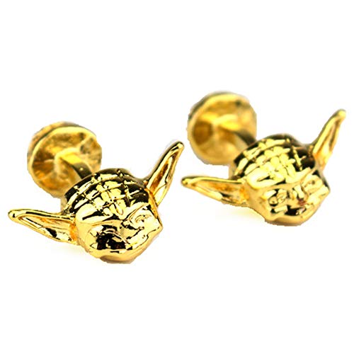 Geek & Glitter Star Wars Cufflink Set with Box | 18 Styles to Choose from | Darth Vader, Millennium Falcon, Boba Fett, The Last Jedi Gifts, A New Hope, Gifts for Men (Yoda Gold)