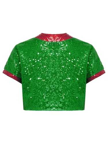 Hedmy Kids Boys Girls Christmas Clothes Xmas Party Jacket Coat Shiny Sequined Crop Tops Performance Clothes2