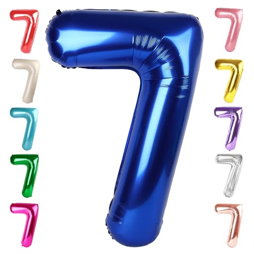 Image of 7 Balloon Numbers Birthday Decorations, 40In Navy Blue Balloons for Party | Eye-catching Appearance, Perfect Decorative Centerpieces, Convenient Self-sealing Structure, Widely for Various Occasions