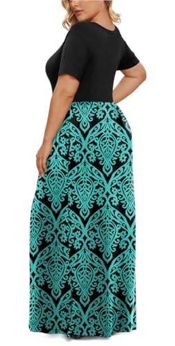 Image of LONGYUAN Women's Plus Size Maxi Dresses Summer Short Sleeve Casual Long Dress 2026 XL-6XL