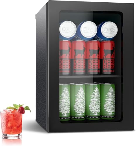 Image of DollarDash Compact 24 Can/0.9 Cu.Ft Mini Fridge For Soda, Drink,Beer Or Wine, Portable Quiet Small Beverage Refrigerator Cooler With Removable Shelves&Manual Temperature Control For Office, Dorm, Bar