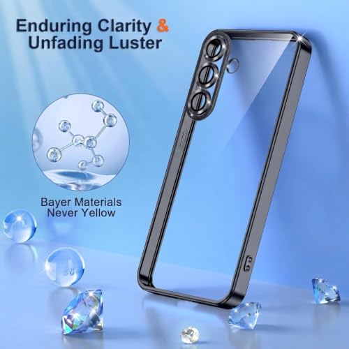 Image of VONZEE Clear Logo Electroplating Transparent Case for Samsung A57 5G, Magnetic Plating Electroplate TPU Cover, Individual Camera Protection for Each Lens - Black