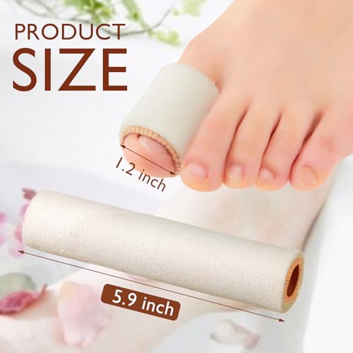 Image of Tondiamo 6 Pcs Foam Toe Sleeves Protector Cuttable Tube, Large, Beige | Foam Bandages Cuttable Tube Toe Cushion Covers, Foot Protection for Feet, Bunion, Hammer, Callus Corn, Bliste, Pain