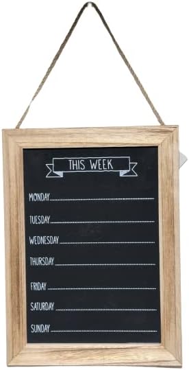 Chalk Brown Board Wood Week Days Menu, Meal Planner, Memo, Weekly Rectangle Events Notes Kitchen Organiser Plaque