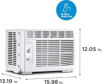 Midea 5,000 BTU EasyCool Small Window Air Conditioner - Cool up to 150 Sq. Ft. with Easy-to-Use Mechanical Controls and Reusable Filter, Perfect for Small Bedroom, Living Room, Home Office